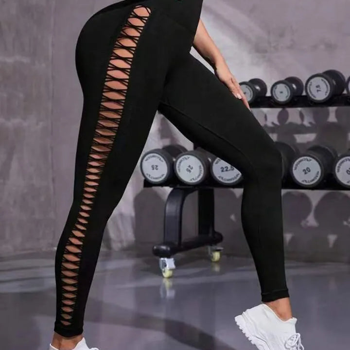 Sexy Hollow Black Seamless Leggings for Women