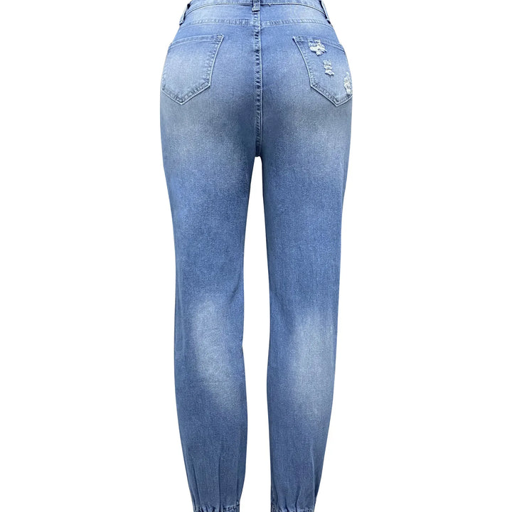 Women's Printed Distressed Denim Jeans