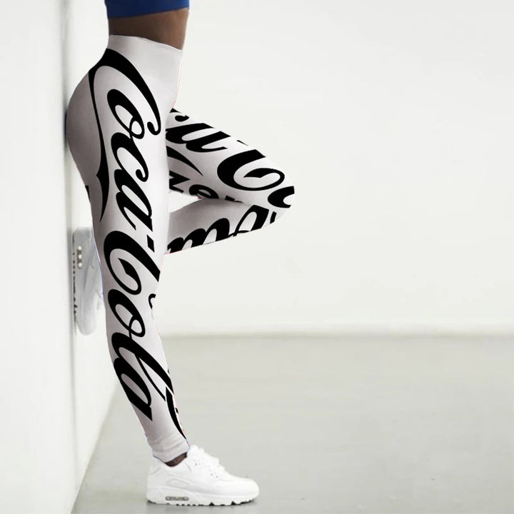 High-Waist Sports Leggings with Iconic Print