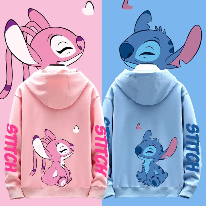 Couple's Matching Hoodies with Cute Stitch Design