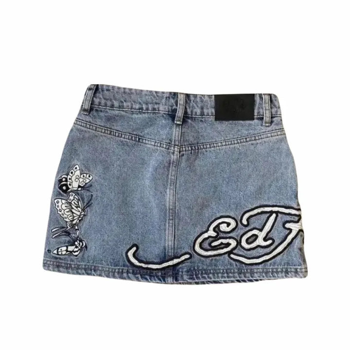 Y2K Vintage Embroidered Denim Mini Skirt