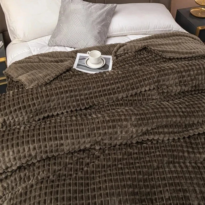 Milk Velvet Checked Bed Blanket