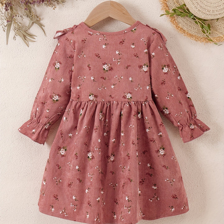 Vestido de Manga Longa com Estampa Floral Boho Chic para Meninas