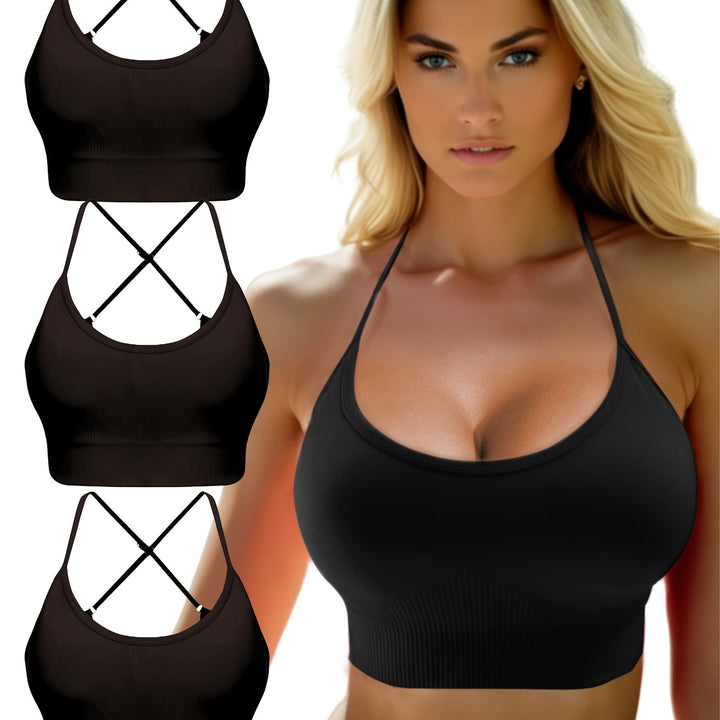 3-Piece Criss-Cross Breathable Sports Bra Set