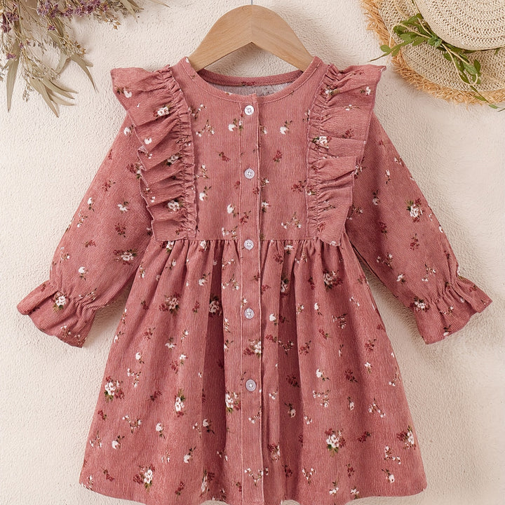 Vestido de Manga Longa com Estampa Floral Boho Chic para Meninas