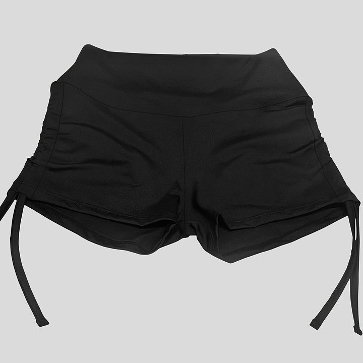 Solid Stretchy Sporty Shorts with Side Drawstring